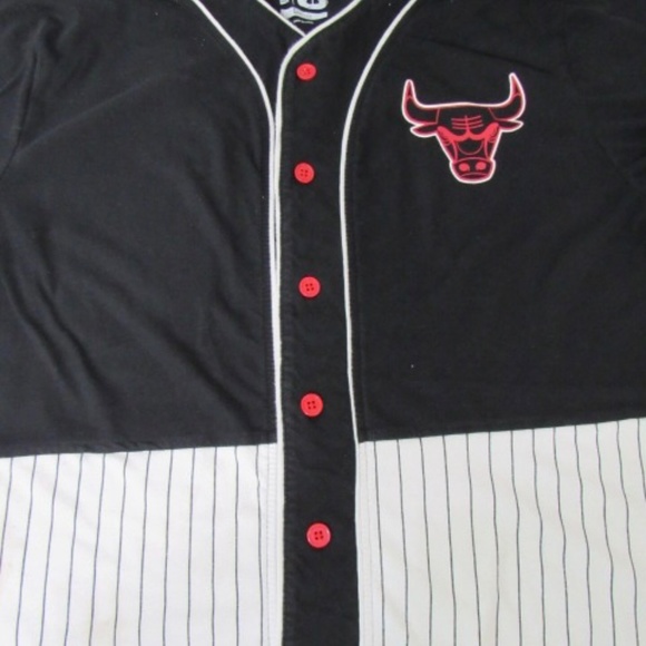 Chicago Bull NBA #66 Black White Snap Button Cotton Blend Jersey - Picture 8 of 10